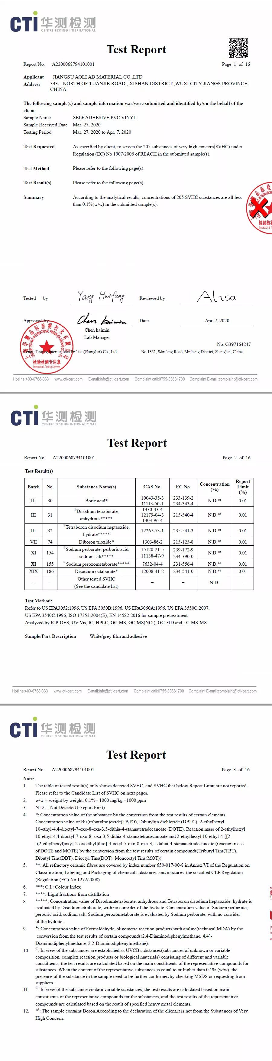 SELF ADHESIVE PVC VINYL REACH TEST REPORT.pdf